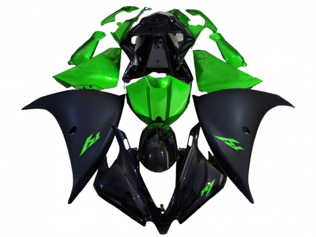 2012-2014 Matte Black and Green R1 Fairings 2012-2014 Matte Black and Green R1 Fairings