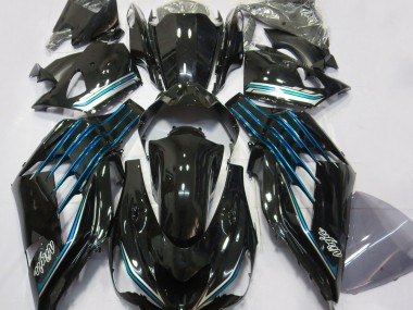 2012-2021 Gloss Black & Light Blue ZX14R Fairings