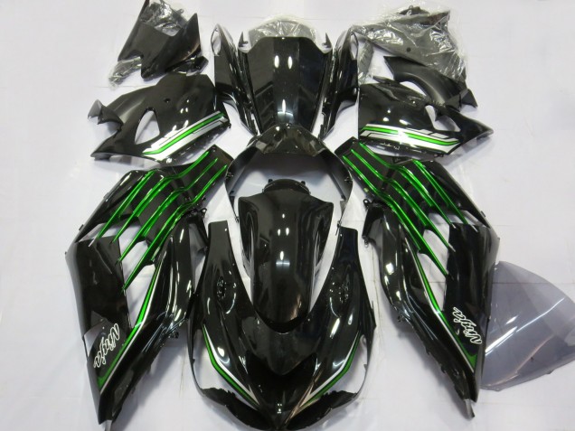 2012-2021 Gloss Black with Green ZX14R Fairings 2012-2021 Gloss Black with Green ZX14R Fairings
