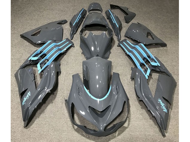 2012-2021 Gloss Grey & Light Blue ZX14R Fairings 2012-2021 Gloss Grey & Light Blue ZX14R Fairings
