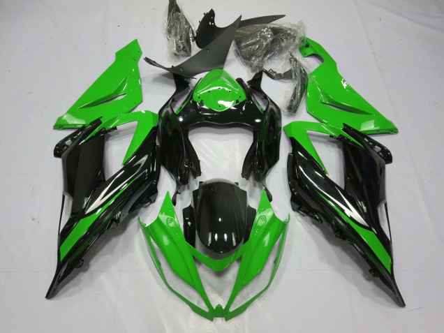 2013-2018 Black and Green ZX6R Fairings