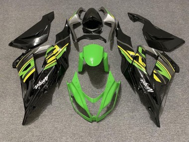 2013-2018 Gloss Black & Green Racing ZX6R Fairings