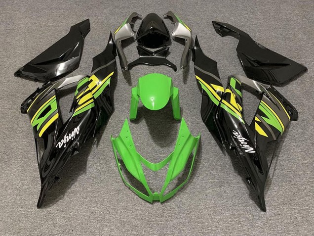 2013-2018 Gloss Black & Green Racing ZX6R Fairings 2013-2018 Gloss Black & Green Racing ZX6R Fairings