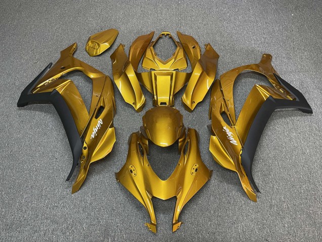 2016-2019 Gold with Ninja White ZX10R Fairings 2016-2019 Gold with Ninja White ZX10R Fairings